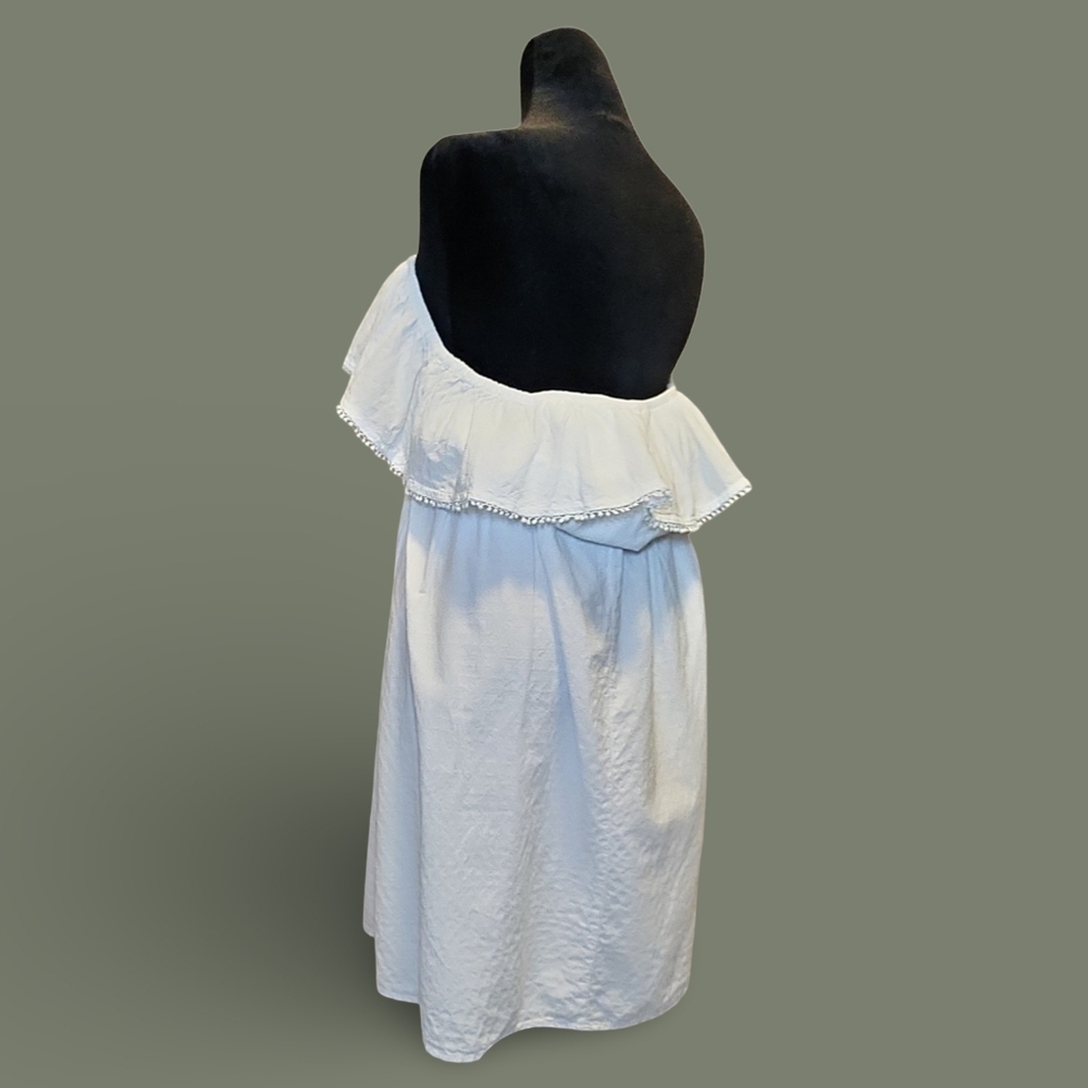 Faded Glory Off-Shoulder Ruffle Knee Length A-Line Dress XXL White Cotton - Picture 4 of 10